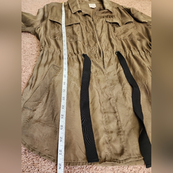 Cinq a Sept Mathieu Twill Jacket Women's S Olive Green Drawstring Waist … - Picture 9 of 11
